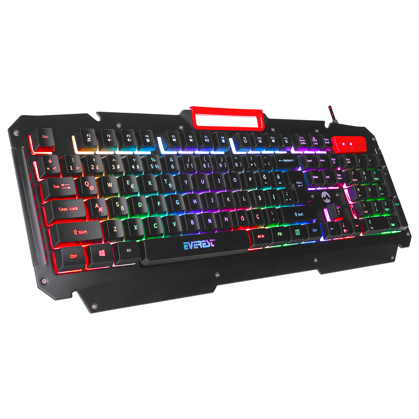 Everest KB-R800 METAFOR USB Rainbow Backlit Q Metal Surface Gaming Keyboard