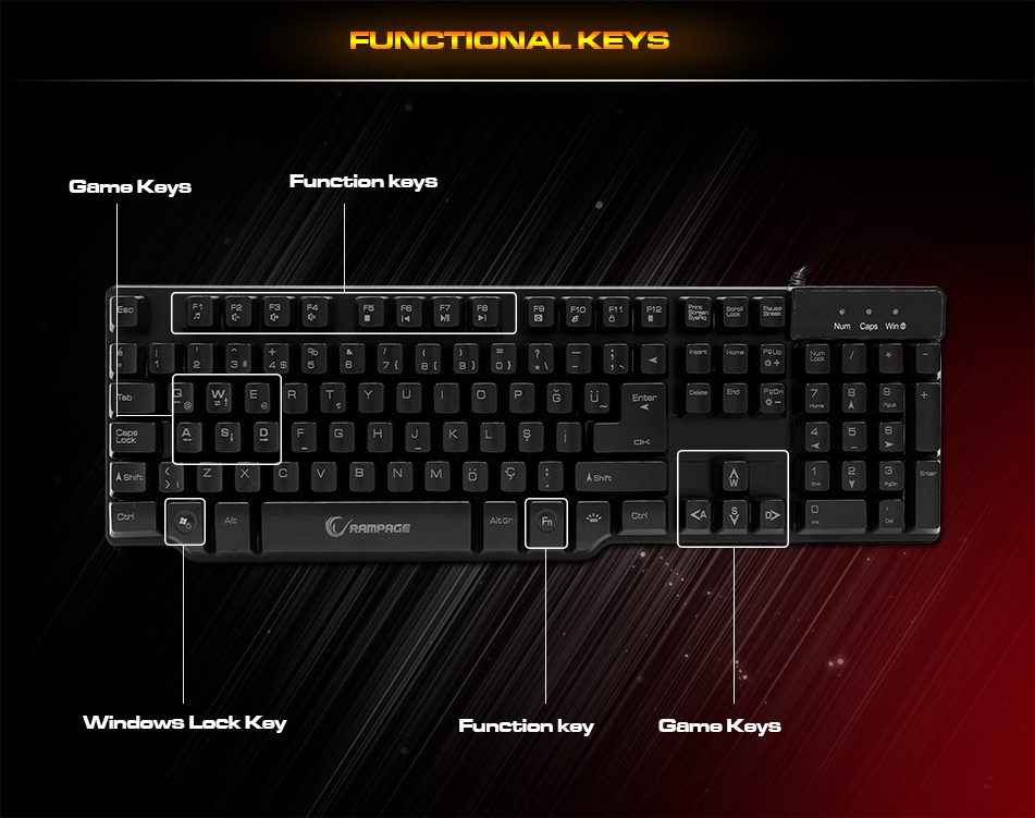 Rampage Kb R88 Black Usb Mechanical Feeling And Palm Rest Gaming Q Keyboard Rampage